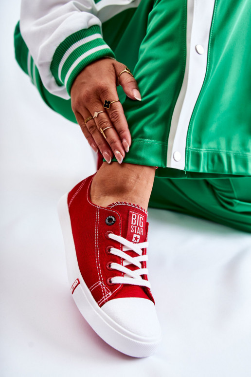 Sapatos femininos Big Star FF274089 cor vermelha