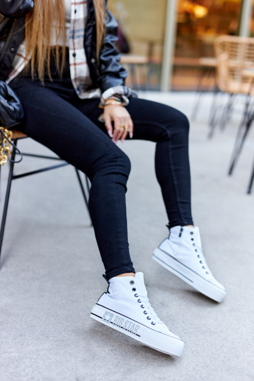 Tênis plataforma alta Big Star II274014 cor branca