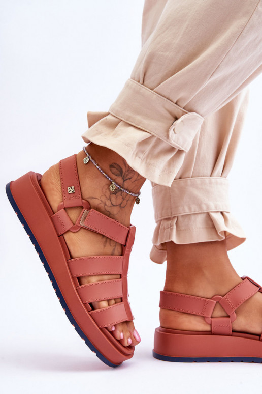 Vegano feminino sandálias com fixadores adesivos ZAXY JJ285016 cor rosa