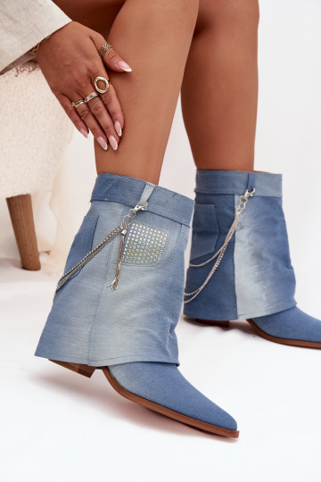 Botas femininas com correntes Tem que serterial jeans Ilyana