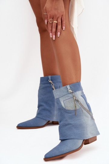 Botas femininas com correntes Tem que serterial jeans Ilyana 2
