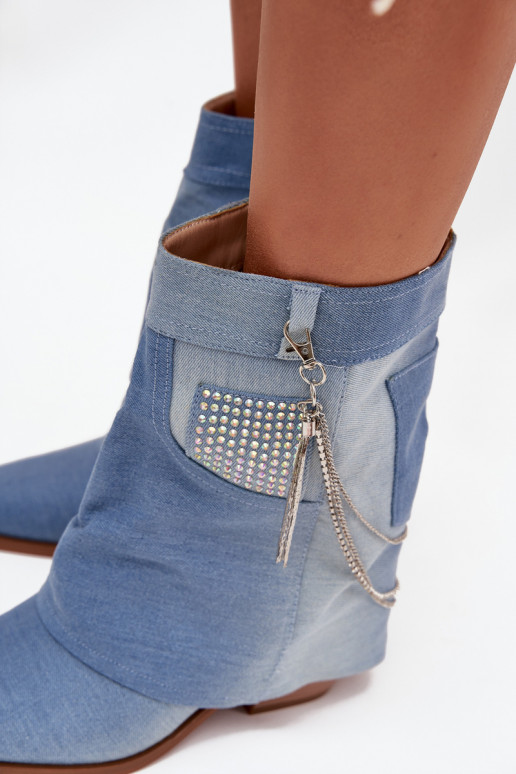 Botas femininas com correntes Tem que serterial jeans Ilyana