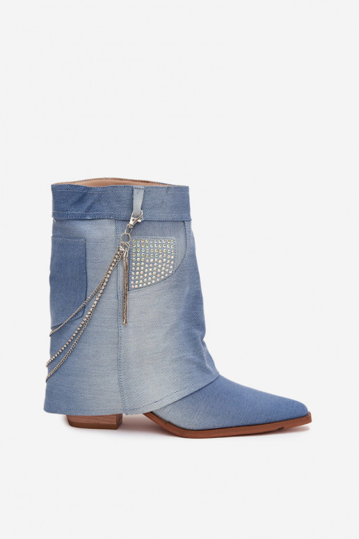 Botas femininas com correntes Tem que serterial jeans Ilyana