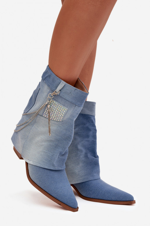 Botas femininas com correntes Tem que serterial jeans Ilyana