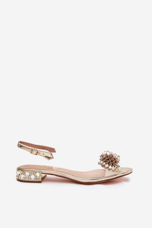 Sandálias transparentes douradas D&A MR52-231 com laços