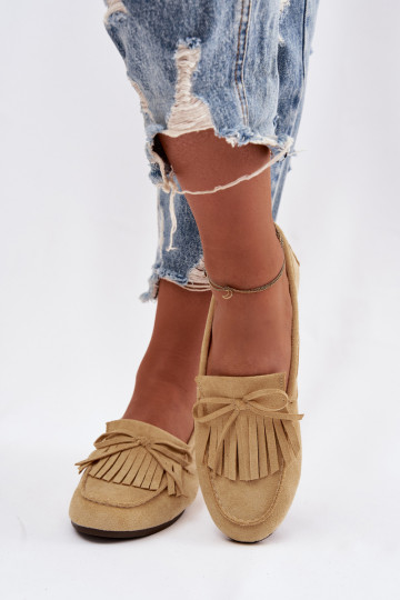 Mocassins femininos amarelos com franjas Janelisse