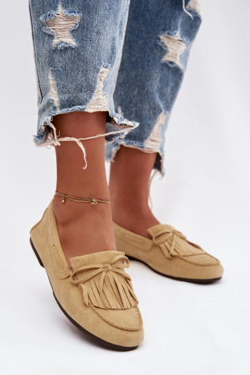 Mocassins femininos amarelos com franjas Janelisse 2