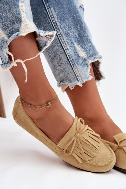 Mocassins femininos amarelos com franjas Janelisse