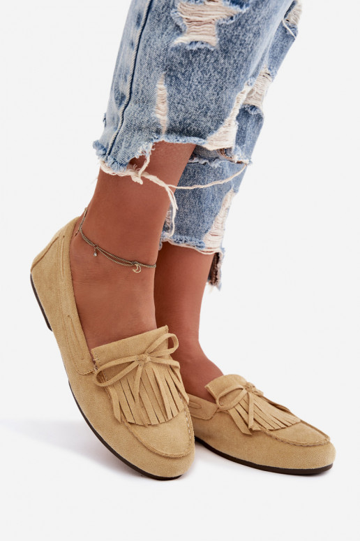 Mocassins femininos amarelos com franjas Janelisse