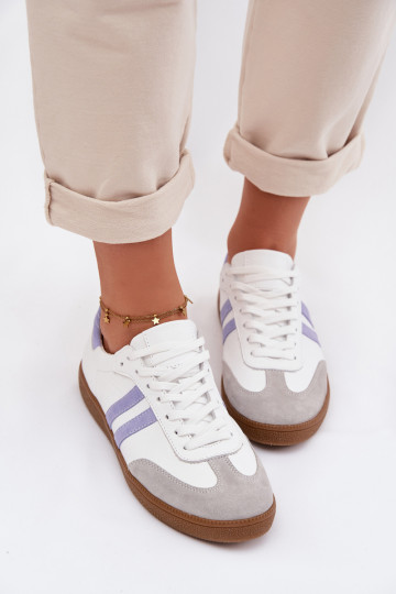 Tênis esportivos femininos em couro sintético Zazoo N1068 na cor branco-azul