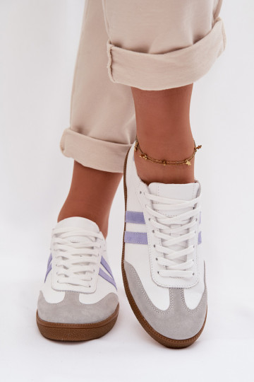 Tênis esportivos femininos em couro sintético Zazoo N1068 na cor branco-azul 2