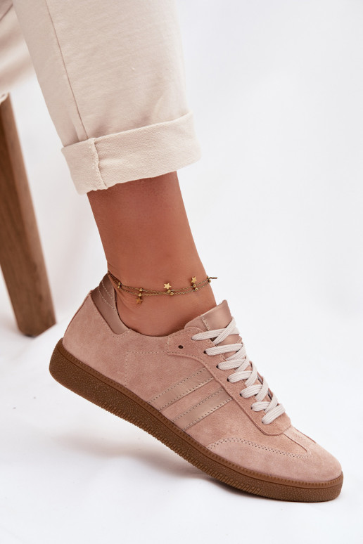 Zazoo N1068 de camurça Baixo À modalo de tênis Feminino cor rosa