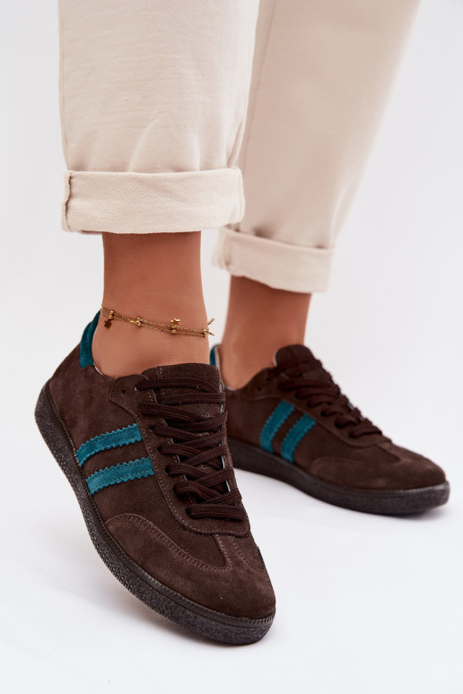 Zazoo N1068 de camurça Baixo À modalo de tênis Feminino CzekoladoParae