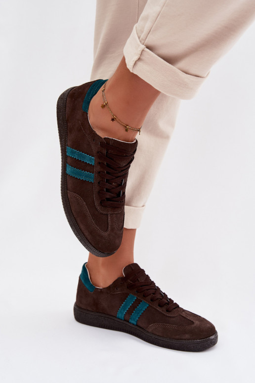 Zazoo N1068 de camurça Baixo À modalo de tênis Feminino CzekoladoParae