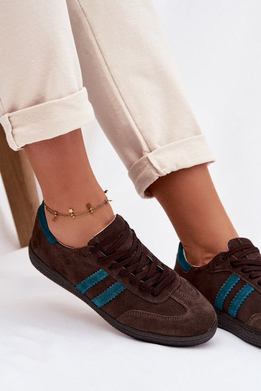 Zazoo N1068 de camurça Baixo À modalo de tênis Feminino CzekoladoParae