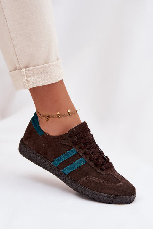 Zazoo N1068 de camurça Baixo À modalo de tênis Feminino CzekoladoParae