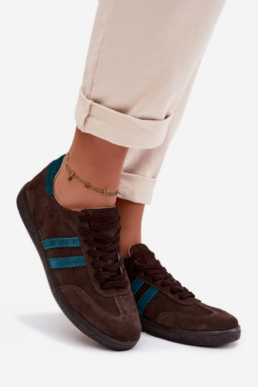 Zazoo N1068 de camurça Baixo À modalo de tênis Feminino CzekoladoParae