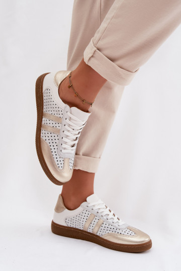 Pele com elementos abertos À modalo de tênis Feminino Zazoo N1318 cinza-cor dourada