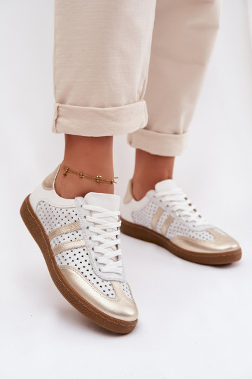 Pele com elementos abertos À modalo de tênis Feminino Zazoo N1318 cinza-cor dourada 2