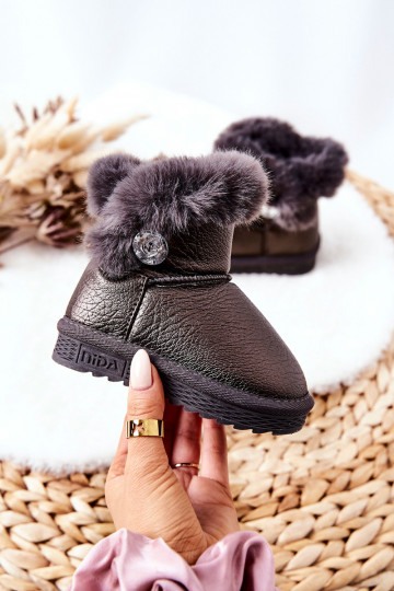 Botins de neve forrados com pelinho na cor cinza Bessie
