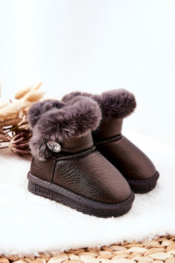 Botins de neve forrados com pelinho na cor cinza Bessie 2