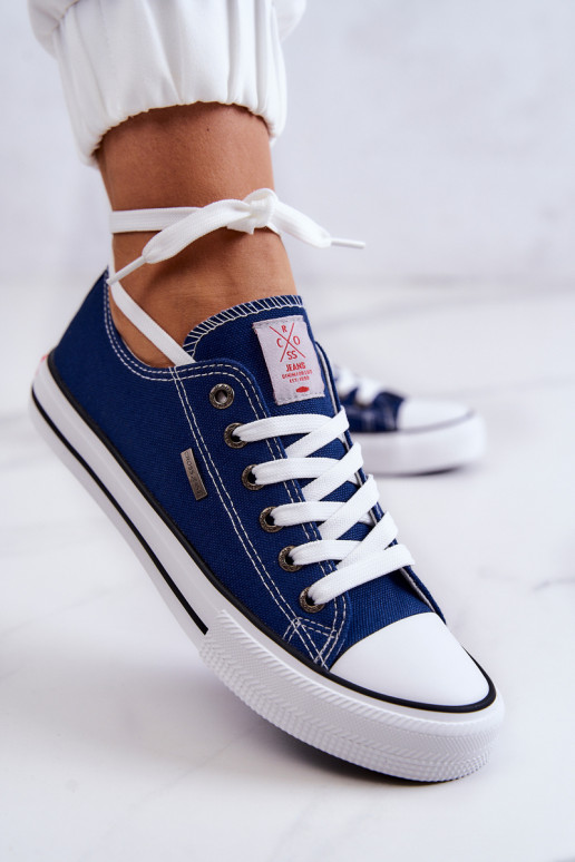 Feminino À modalo clássico sapatos casuais Cross Jeans JJ2R4012C azul escuro