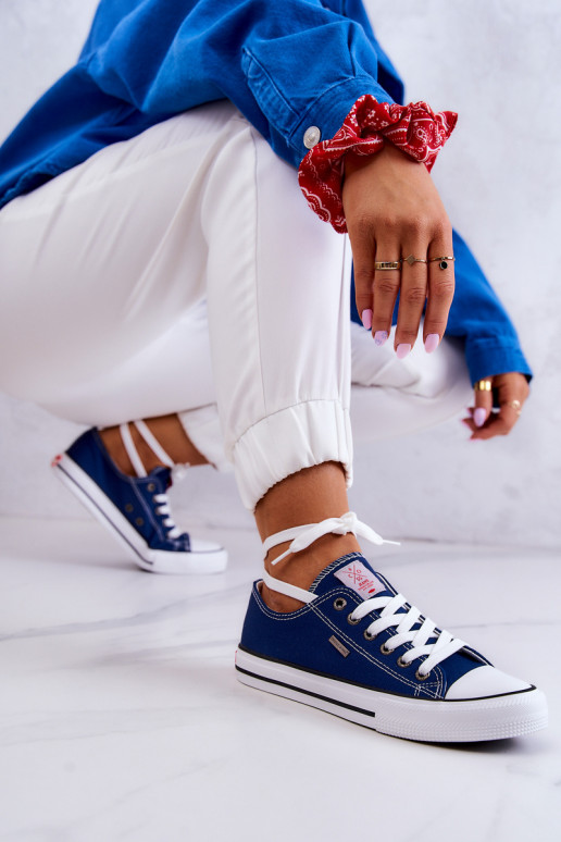 Feminino À modalo clássico sapatos casuais Cross Jeans JJ2R4012C azul escuro