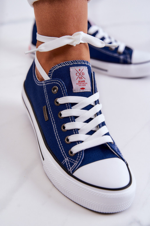 Feminino À modalo clássico sapatos casuais Cross Jeans JJ2R4012C azul escuro