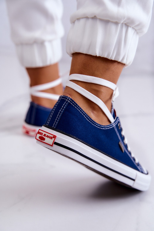 Feminino À modalo clássico sapatos casuais Cross Jeans JJ2R4012C azul escuro