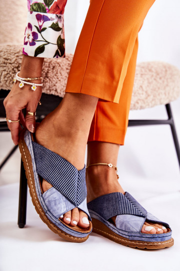 Pele Perfilado Chinelos Tem que serciejka 04986-17 cor azul