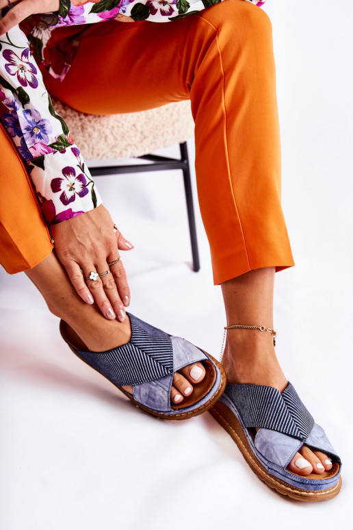 Pele Perfilado Chinelos Tem que serciejka 04986-17 cor azul