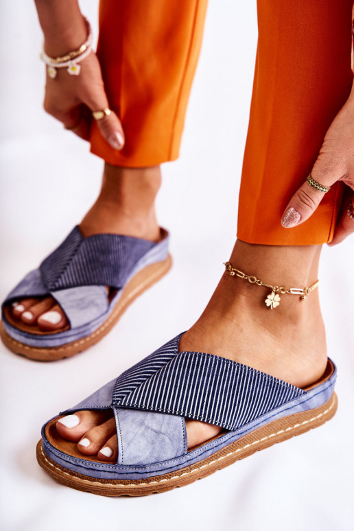 Pele Perfilado Chinelos Tem que serciejka 04986-17 cor azul