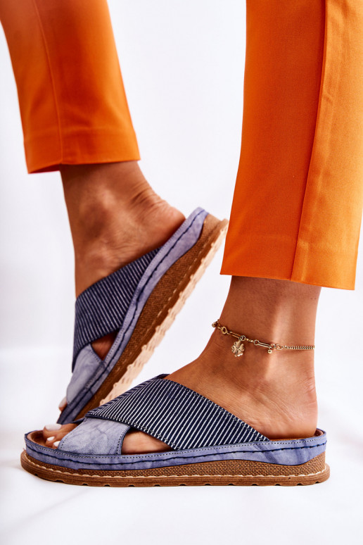 Pele Perfilado Chinelos Tem que serciejka 04986-17 cor azul