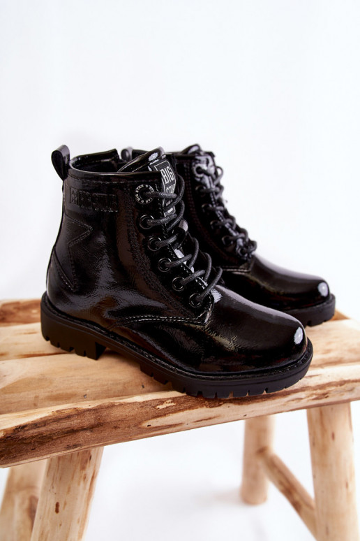 Infantil com efeito verniz aquecimento Botas Big Star II374045 cor preta