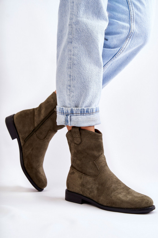 Botas femininas de camurça cor verde Fiorenz