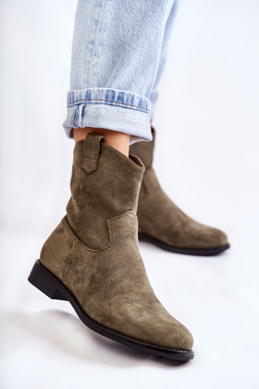 Botas femininas de camurça cor verde Fiorenz