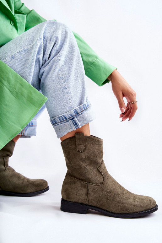 Botas femininas de camurça cor verde Fiorenz