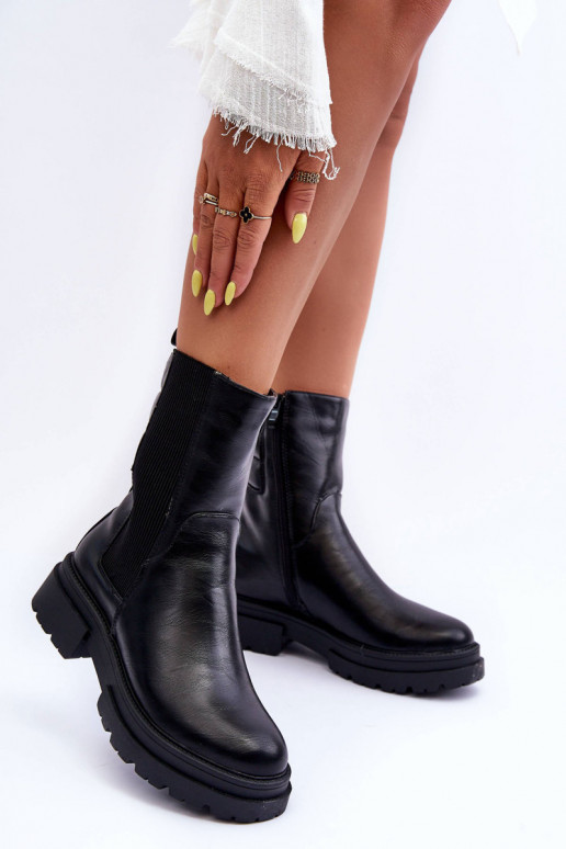 Alto aquecimento botas elegantes Um modelo atraente cor preta Milca