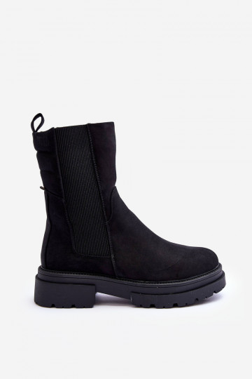 Alto aquecimento botas elegantes Um modelo atraente Nobuck cor preta Milca