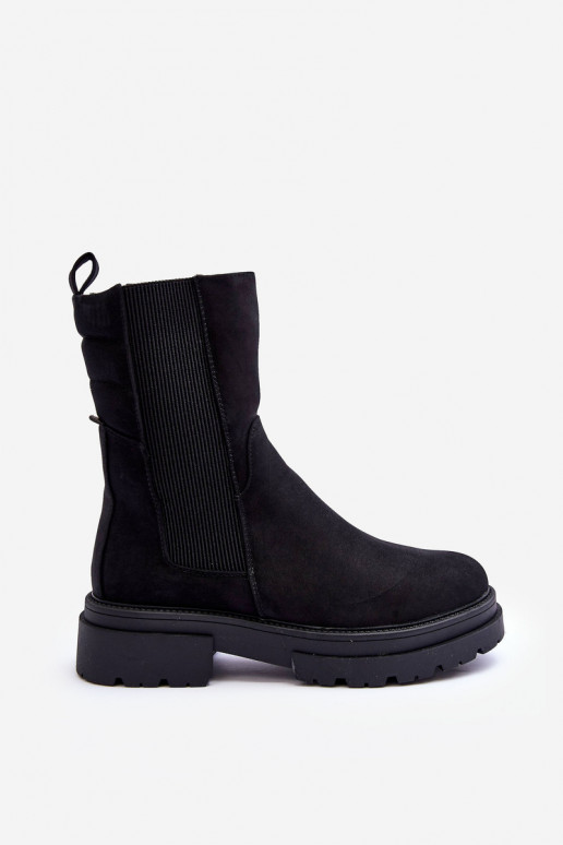 Alto aquecimento botas elegantes Um modelo atraente Nobuck cor preta Milca