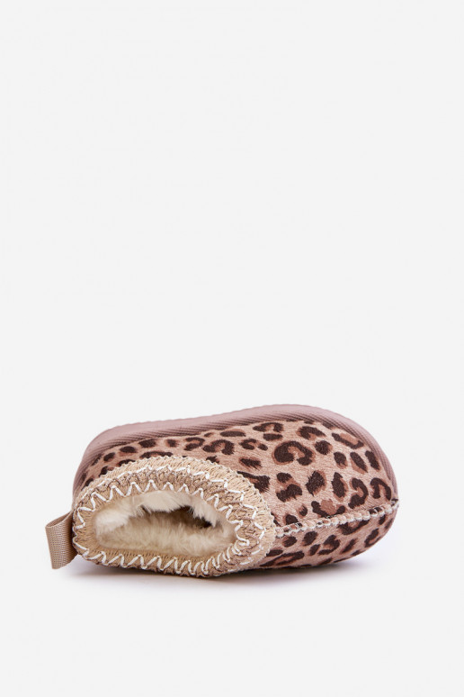 Botas de neve Botas Infantil com padrões de pele de leopardo com uma plataforma aquecimento com pelo por dentro cor marrom Vilab