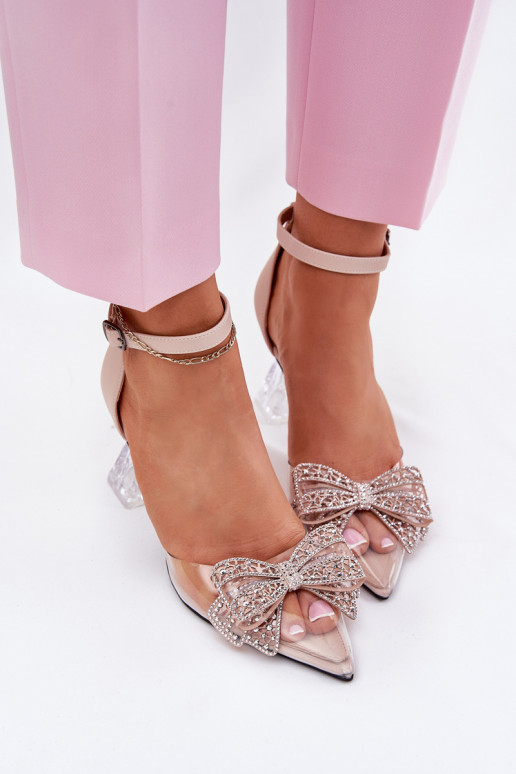 Estilo elegante Sapato com fitas Vinceza 62212 bege