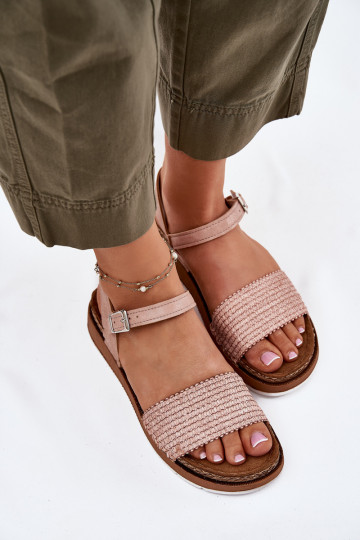 Sandálias femininas Com trança Casal Depois Inblu GS000050 cor rosa