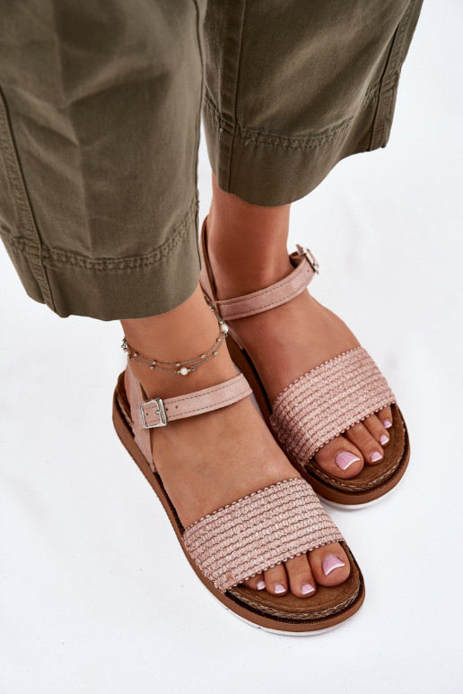 Sandálias femininas Com trança Casal Depois Inblu GS000050 cor rosa