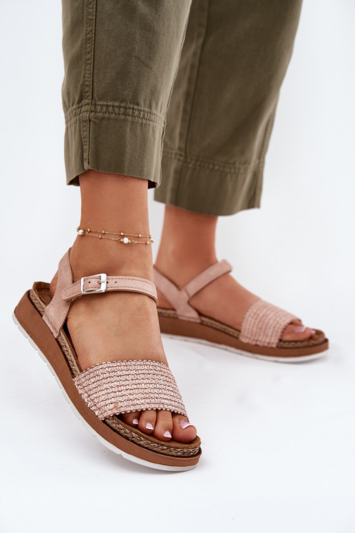 Sandálias femininas Com trança Casal Depois Inblu GS000050 cor rosa