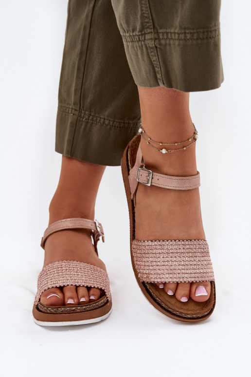 Sandálias femininas Com trança Casal Depois Inblu GS000050 cor rosa