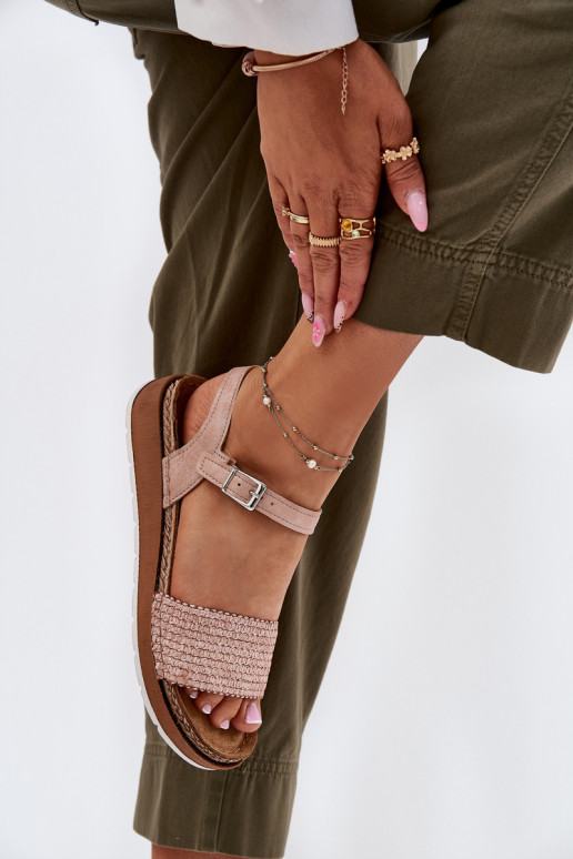 Sandálias femininas Com trança Casal Depois Inblu GS000050 cor rosa