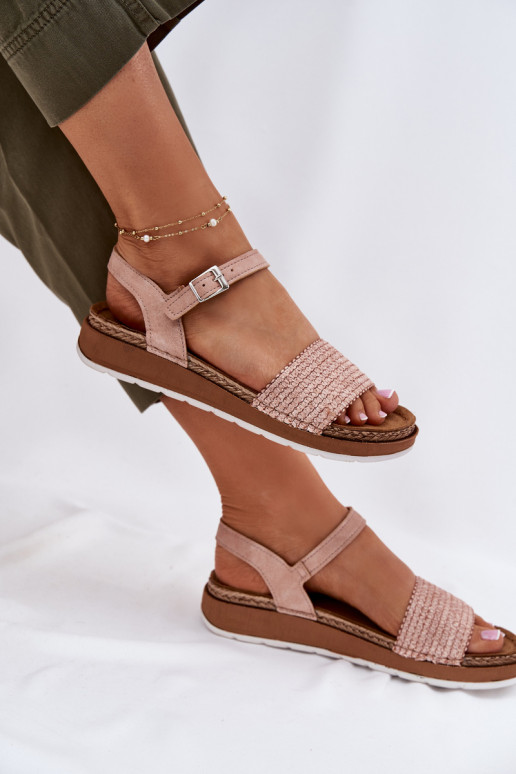 Sandálias femininas Com trança Casal Depois Inblu GS000050 cor rosa