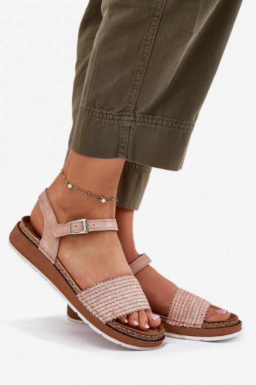 Sandálias femininas Com trança Casal Depois Inblu GS000050 cor rosa