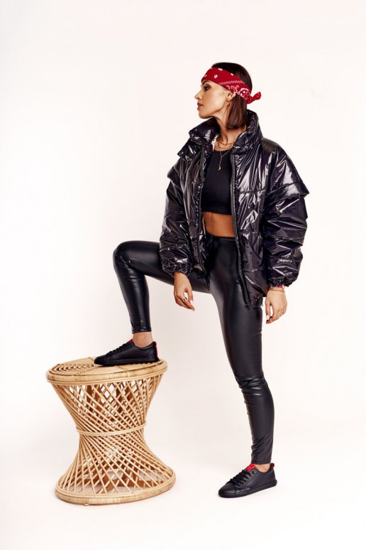 Tênis de couro natural com faixas decorativas BIG STAR DD274687 cor preta